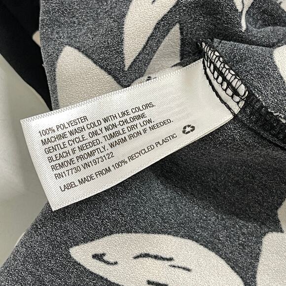 a new day Button Up Shirt Dress XXL Black Beige Floral Long Sleeve Loose Fit - Picture 8 of 8